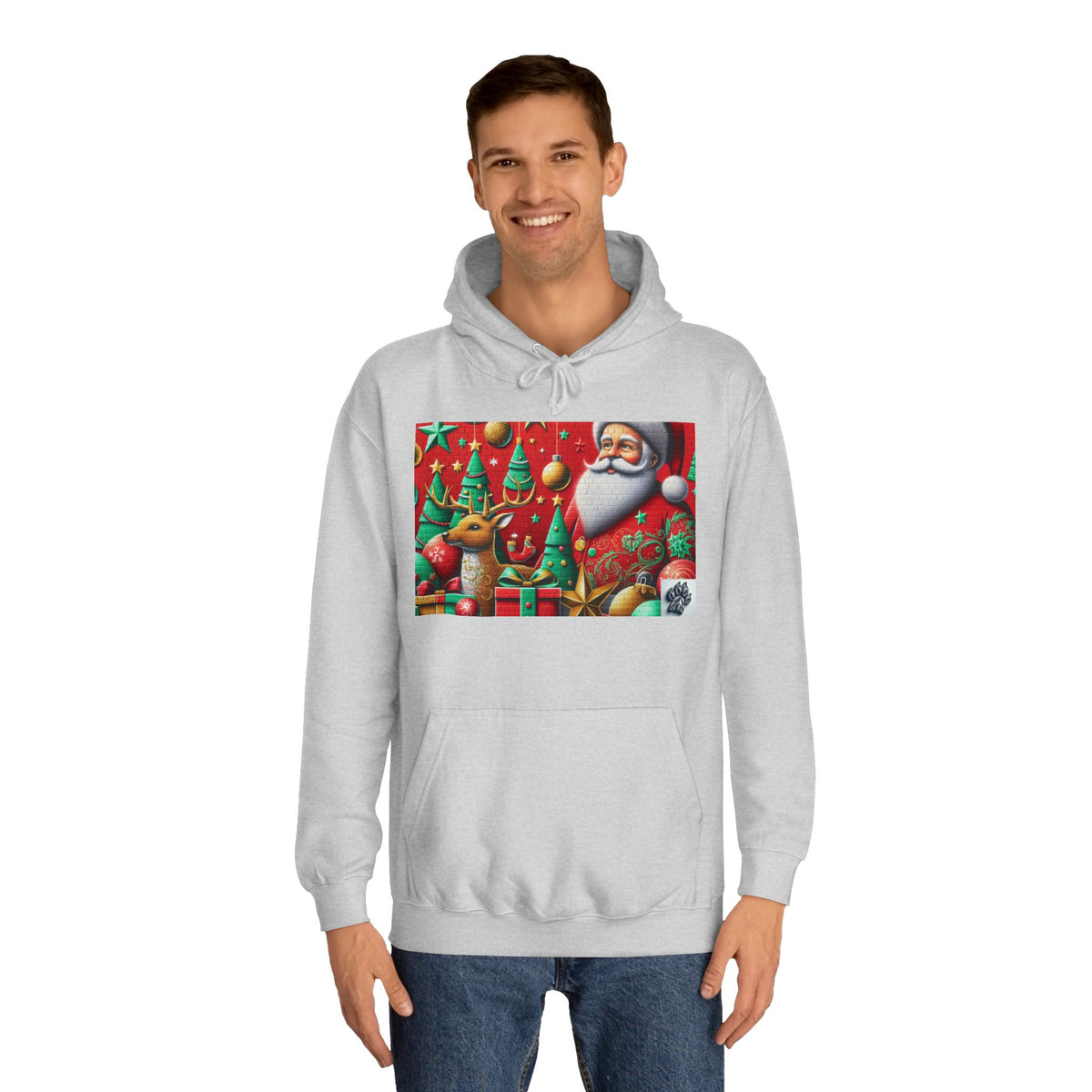 Festive Santa and Reindeer Unisex Hoodie
