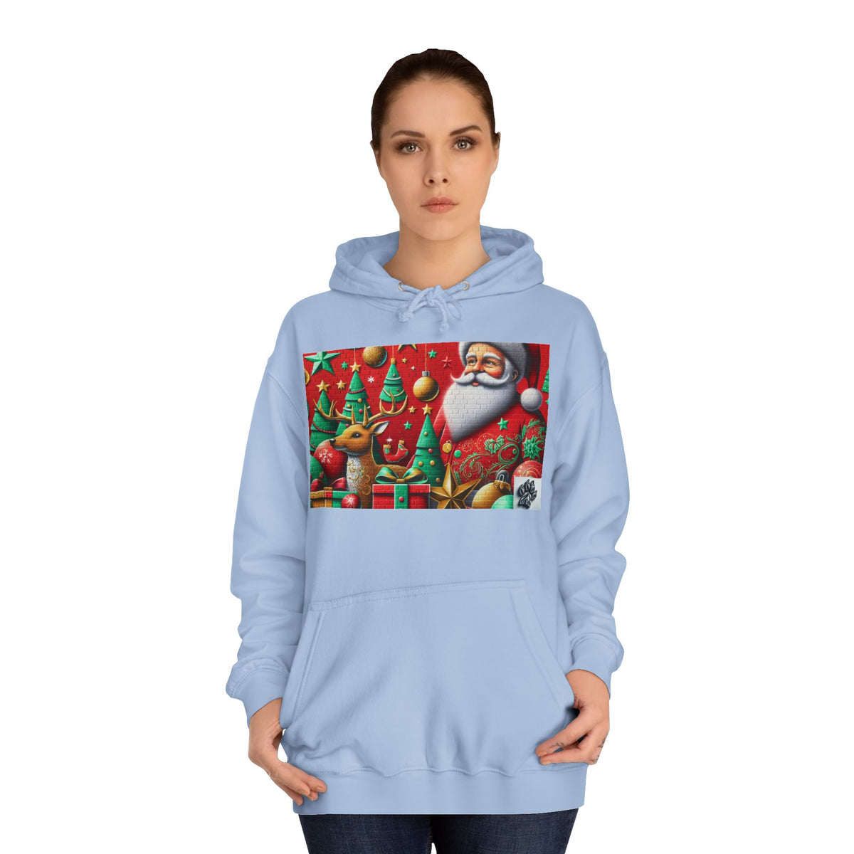 Festive Santa and Reindeer Unisex Hoodie