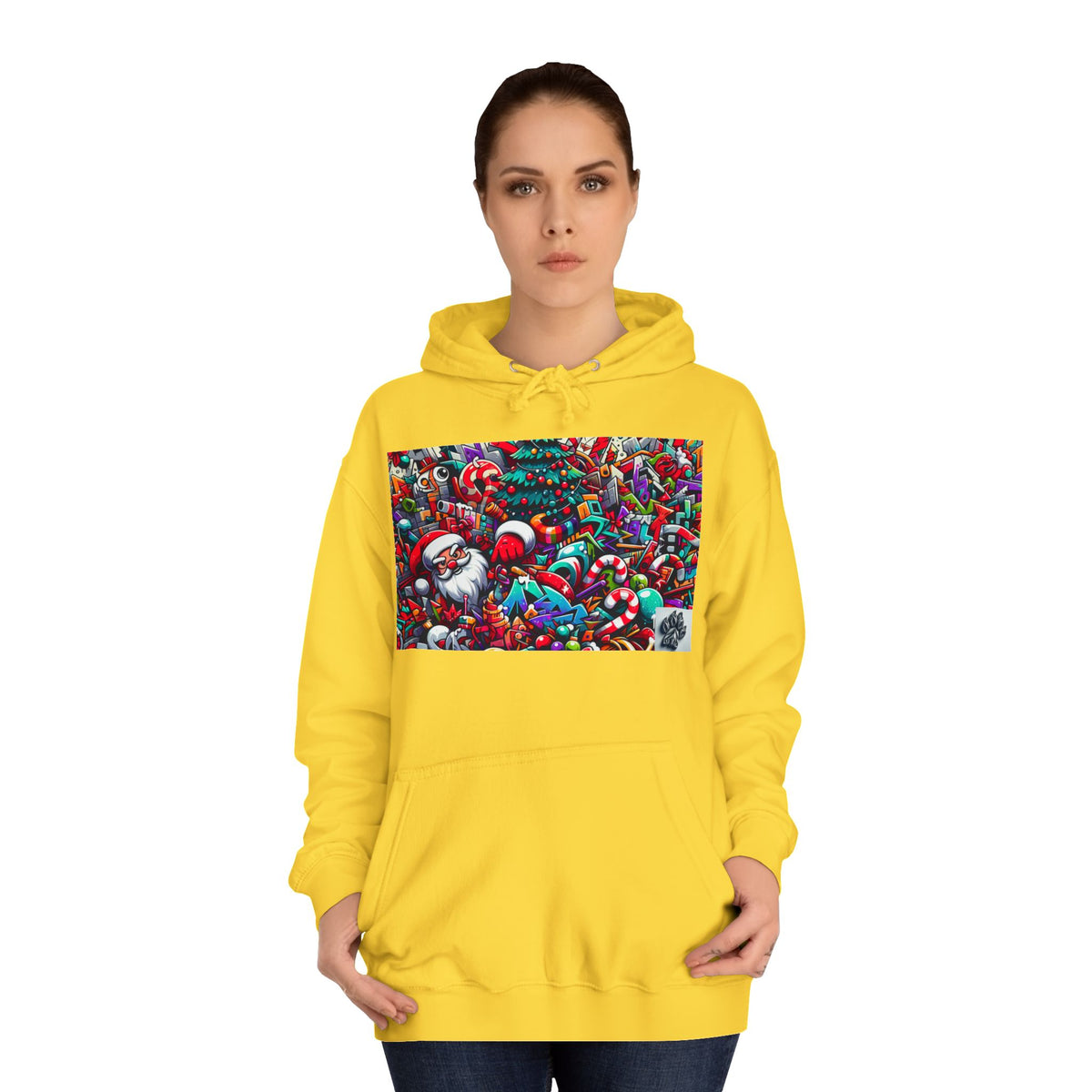 Festive Santa Graphic Unisex College Hoodie - Perfect Holiday Wear