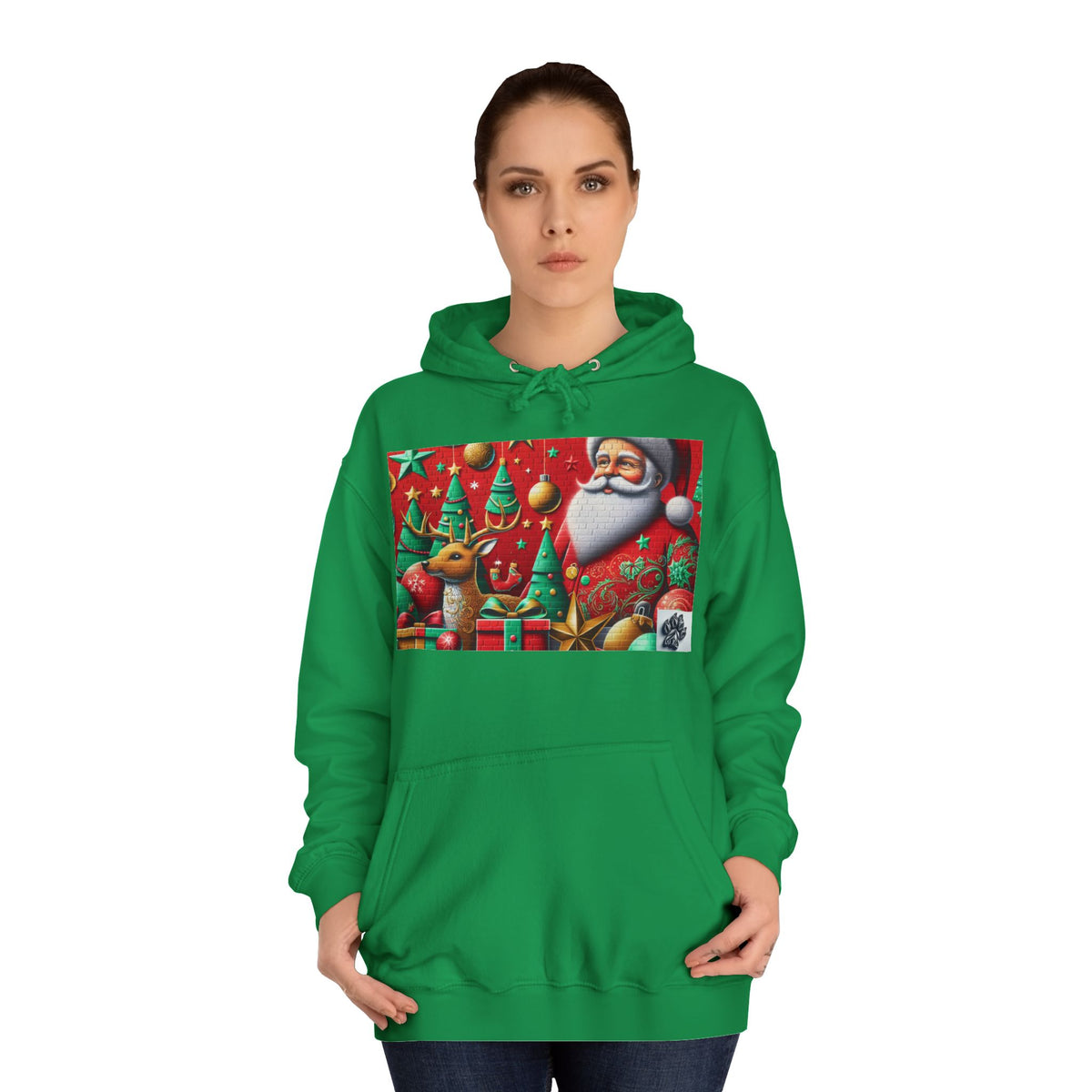 Festive Santa and Reindeer Unisex Hoodie