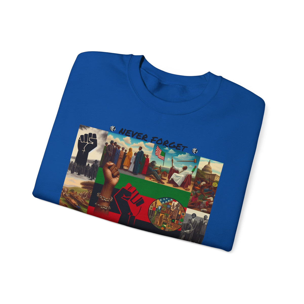 Never Forget Unity Crewneck Sweatshirt - Inclusive Black Culture Design
