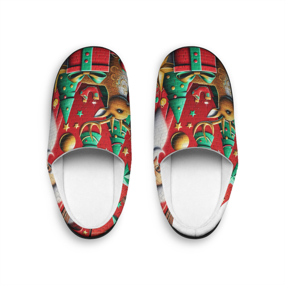 Christmas Themed Men's Indoor Slippers with Holiday Design