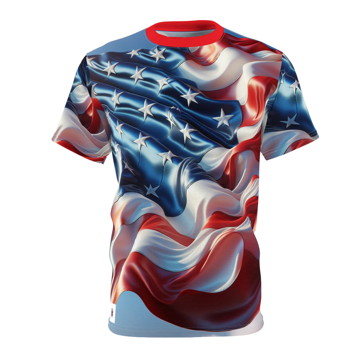 Patriotic Unisex Cut & Sew Tee - American Flag Design for Celebrations