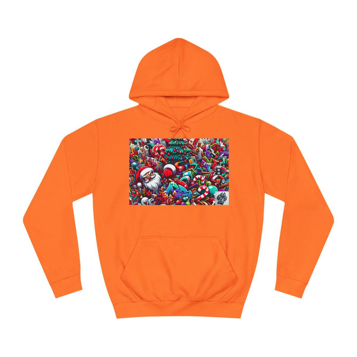 Festive Santa Graphic Unisex College Hoodie - Perfect Holiday Wear