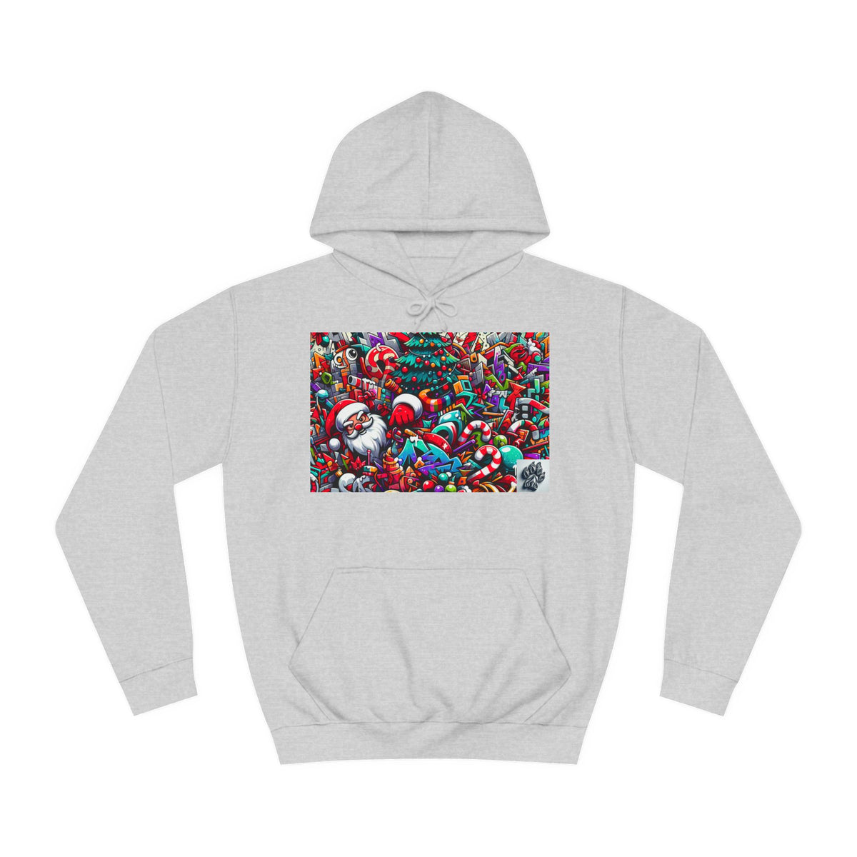 Festive Santa Graphic Unisex College Hoodie - Perfect Holiday Wear