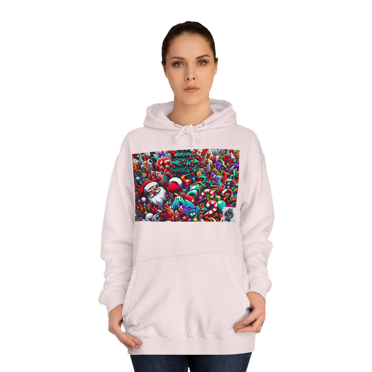 Festive Santa Graphic Unisex College Hoodie - Perfect Holiday Wear