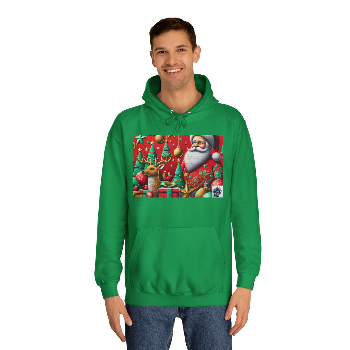 Festive Santa and Reindeer Unisex Hoodie