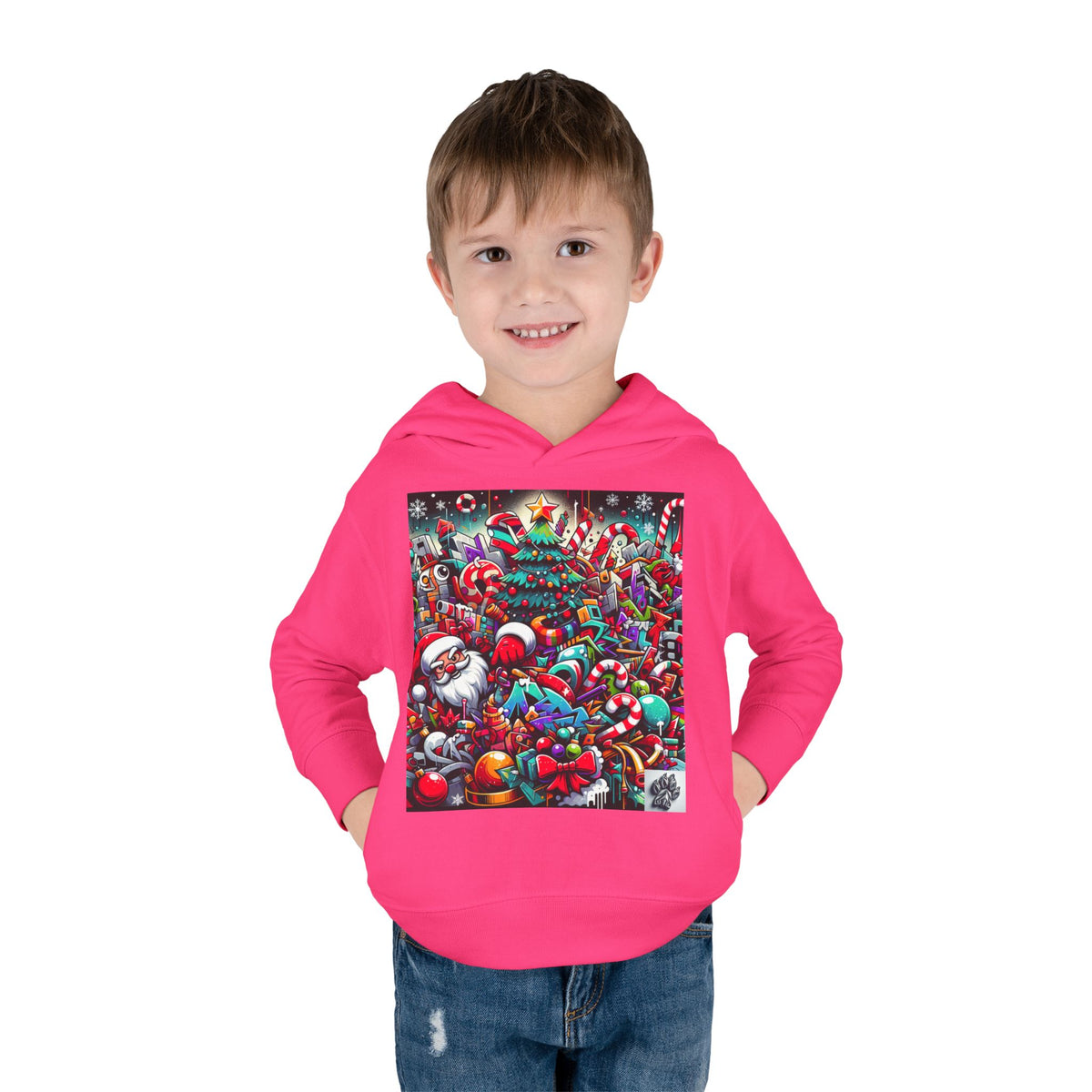 Festive Santa Toddler Hoodie - Cozy Christmas Fleece Pullover