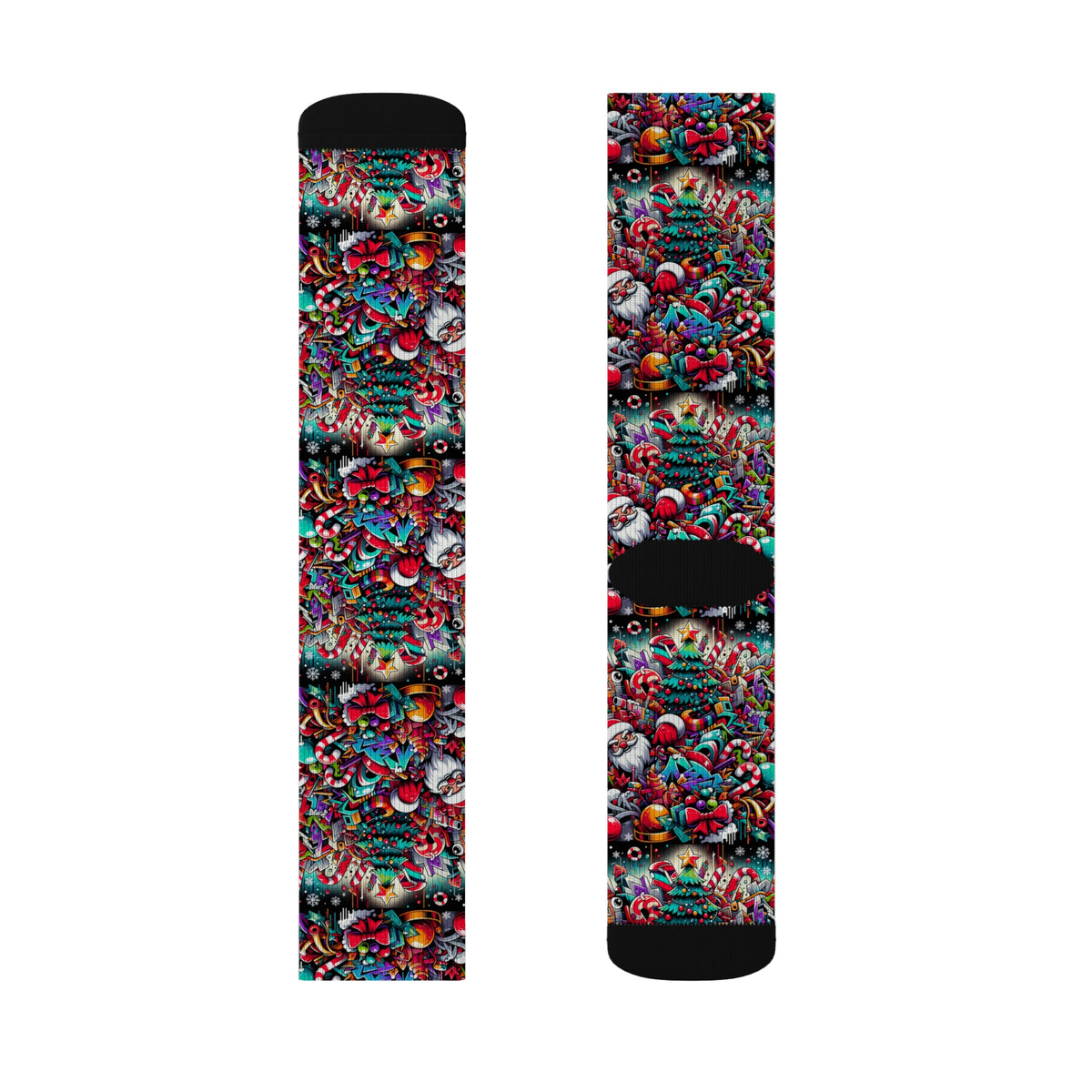 Festive Holiday Sublimation Socks - Colorful Christmas Candy Design