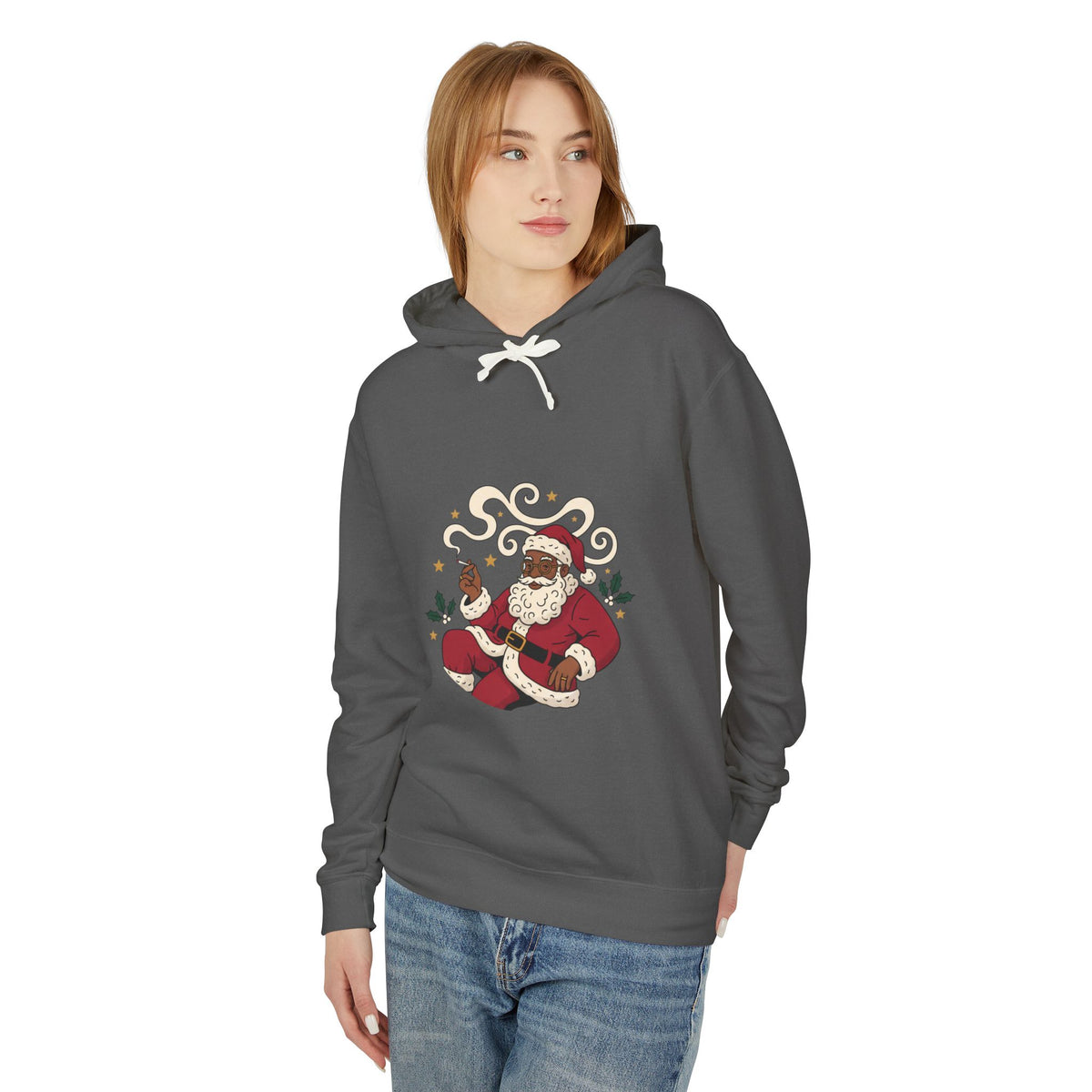 Santa Paws Hoodie — Christmas Santa & Paw Print Holiday Hoodie