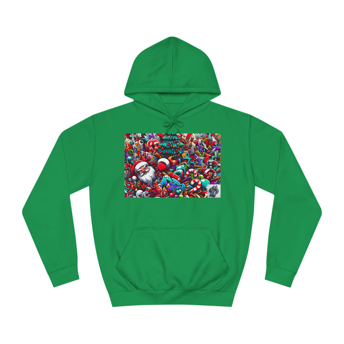 Festive Santa Graphic Unisex College Hoodie - Perfect Holiday Wear