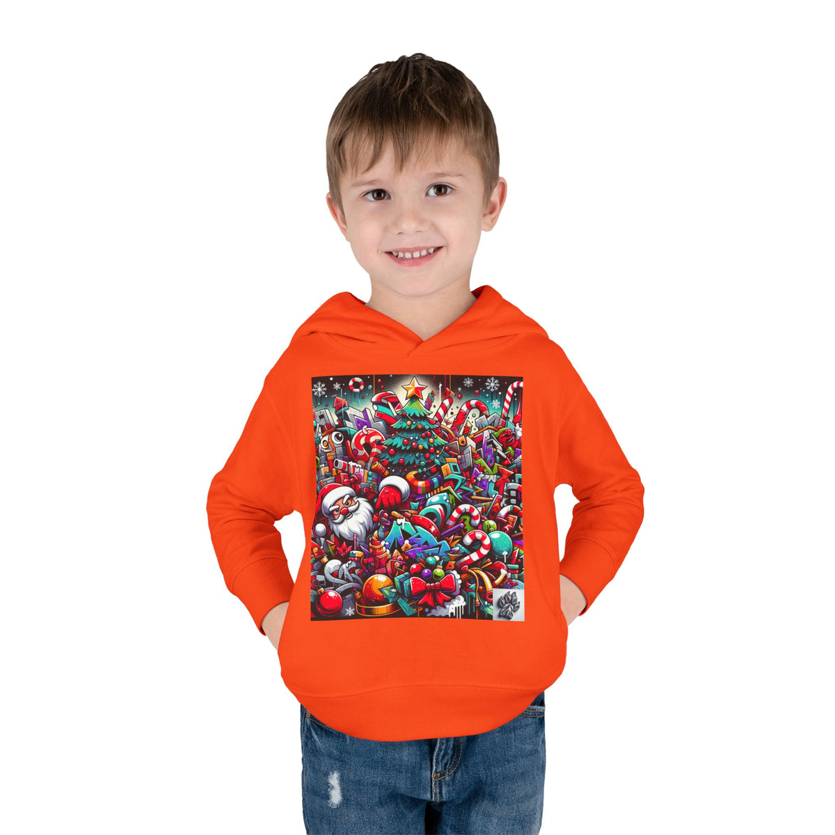 Festive Santa Toddler Hoodie - Cozy Christmas Fleece Pullover