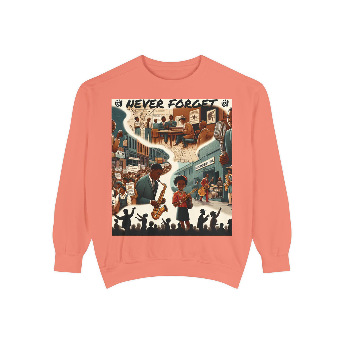 Unisex Garment-Dyed Sweatshirt - 'Never Forget' Black History