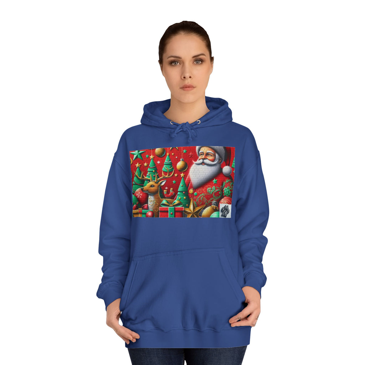 Festive Santa and Reindeer Unisex Hoodie