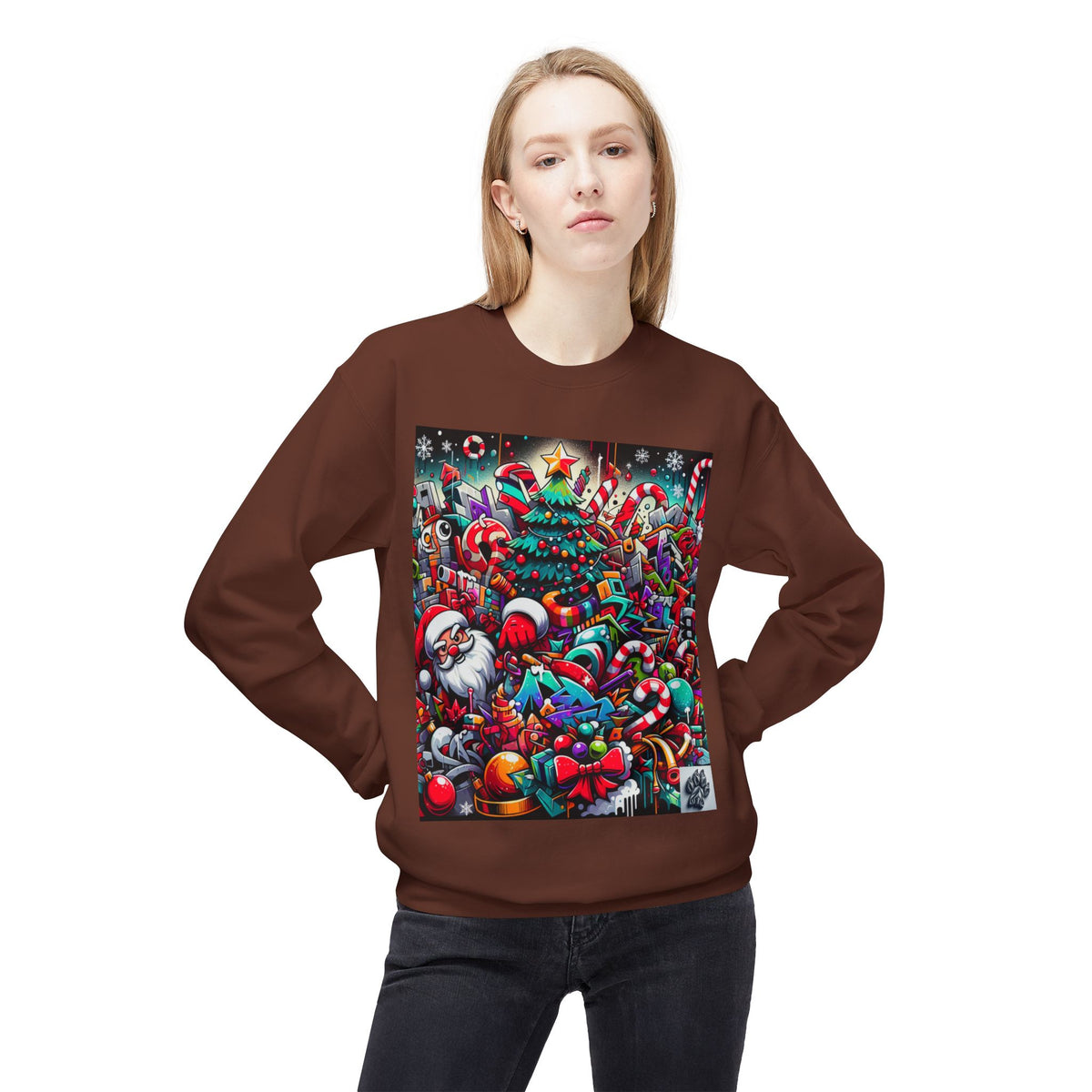 Festive Christmas Sweatshirt with Santa and Holiday Cheer Design