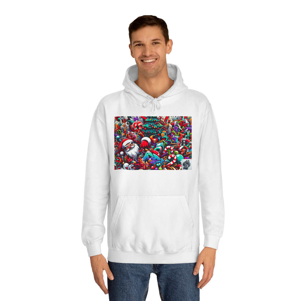 Festive Santa Graphic Unisex College Hoodie - Perfect Holiday Wear